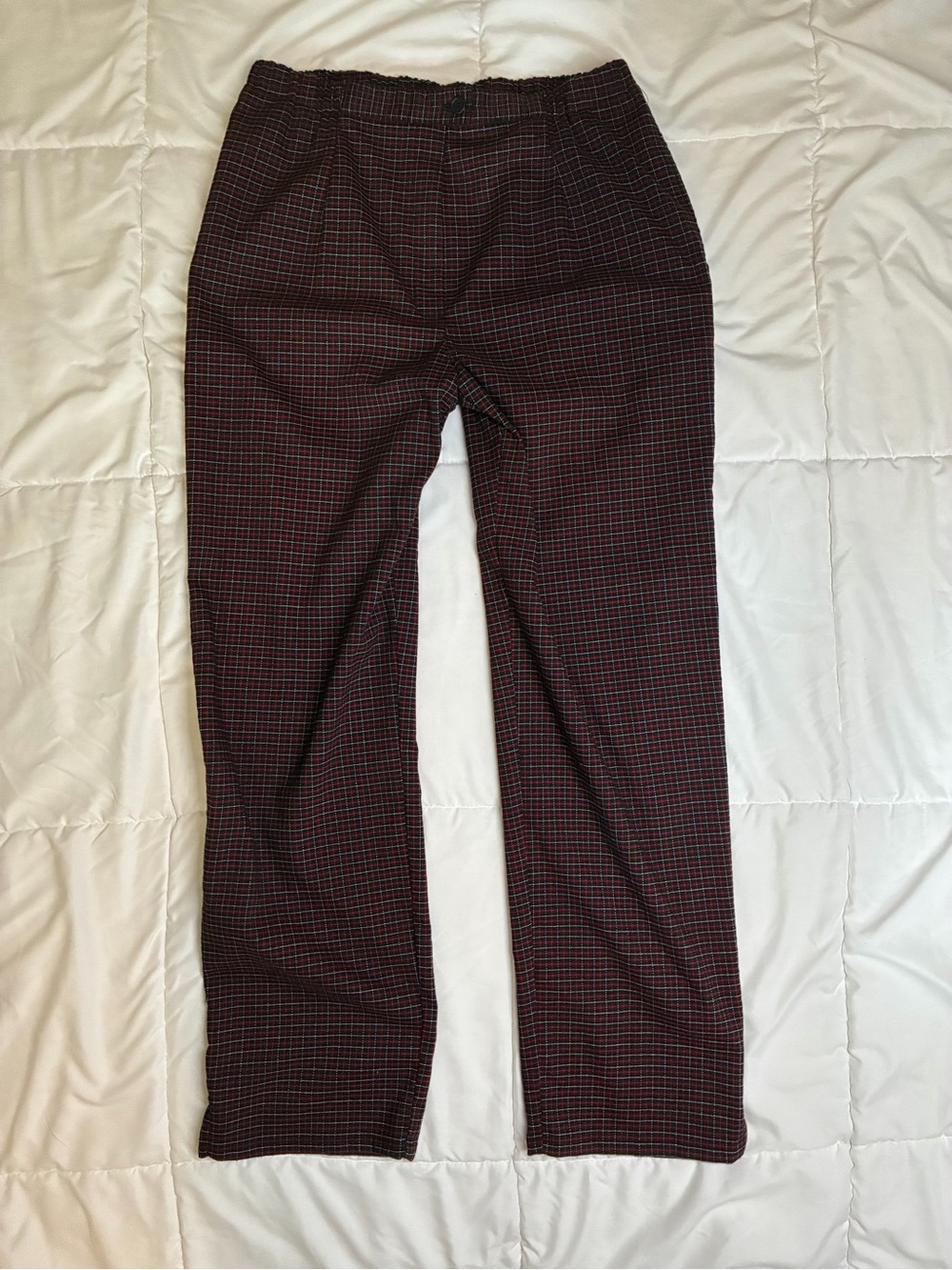 Vintage Napa Valley Plaid Trousers Red Black Grid, Comfort Waist Pants - Size 12